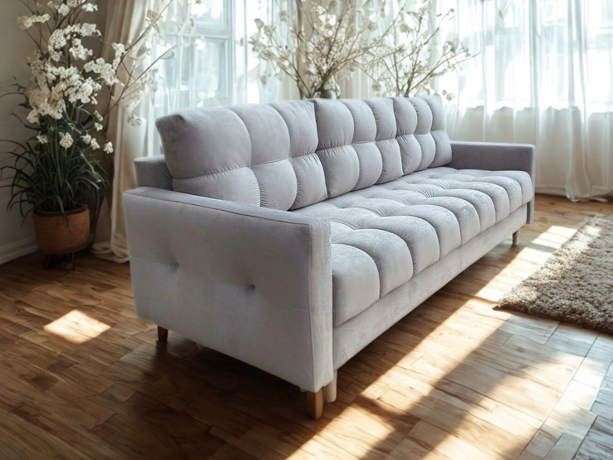 Wygodna-Sofa-Z-Funkcją-Spania-220X96X78-CM-Rozkładana-Kanapa-3-Osobowa-Pikowane-Meble-Wypoczynkowe-Pianka-HR45-Sprężyny-Bonell-AURA-salon Wygodna Sofa Z Funkcją Spania 220X96X78 CM Rozkładana Kanapa 3 Osobowa - Pikowane Meble Wypoczynkowe + Pianka HR45 + Sprężyny Bonell - AURA