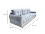 Wygodna Sofa Z Funkcją Spania 220X96X78 CM Rozkładana Kanapa 3 Osobowa - Pikowane Meble Wypoczynkowe + Pianka HR45 + Sprężyny Bonell - AURA