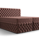 Ekskluzywne Pikowane Łóżko 160x200 Kontynentalne Styl Chesterfield + 2 Pojemniki Na Pościel + 2 Materace Bonell - Wybór Kolorów - AMORE