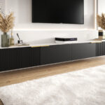 Zestaw Szafek RTV 300 CM Meblościanka Nowoczesna Wisząca Meble Modułowe Do Salonu+ Fronty Frezowane Lakierowane MDF 18 MM + Wybór Wzorów CAPRI