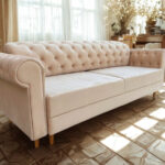 Pikowana 3 Osobowa Kanapa 245X103X90 CM + Sofa Rozkładana - Pikowane Meble Wypoczynkowe + Pianka HR45 + Sprężyny Faliste - MONA