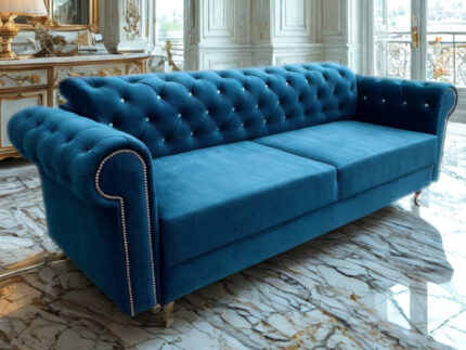 Pikowana 3 Osobowa Kanapa 245X103X90 CM + Sofa Rozkładana - Pikowane Meble Wypoczynkowe + Pianka HR45 + Sprężyny Faliste - MONA