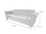 Pikowana 3 Osobowa Kanapa 245X103X90 CM + Sofa Rozkładana - Pikowane Meble Wypoczynkowe + Pianka HR45 + Sprężyny Faliste - MONA