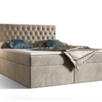 Łóżko Boxspring Z Kryształkami 140x200 Kontynentalne + 2 Pojemniki Na Pościel + 2 Materace Bonell - Wybór Kolorów - VERA