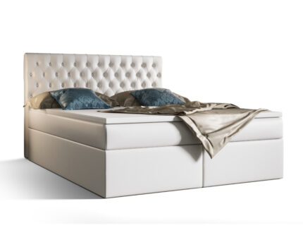Łóżko Boxspring Z Kryształkami 160x200 Kontynentalne + 2 Pojemniki Na Pościel + 2 Materace Bonell - Wybór Kolorów - VERA