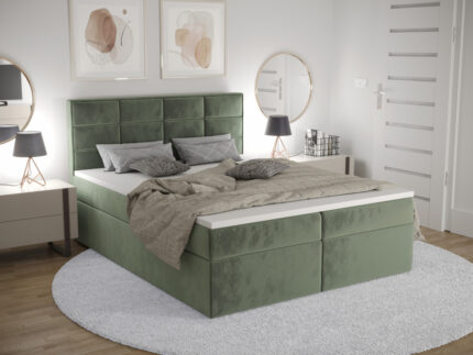 Łóżko Hotelowe 180x200 Wygodne Kontynentalne + Panele Na Oparciu + 2 Pojemniki Na Pościel + 2 Materace Bonell - Wybór Kolorów - ZOYA