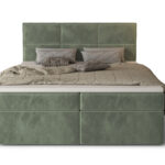 Komfortowe Łóżko Kontynentalne 160x200 + Duże Panele Jako Oparcie + 2 Pojemniki Na Pościel + 2 Materace Bonell - Wybór Kolorów - MILTON