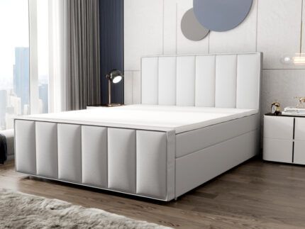 Łóżko Z Materacem 140x200 Kontynentalne + Pojemniki Na Pościel + 2 Materace Bonell + 2 Oparcia - Wybór Kolorów - SOLO