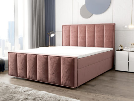 Łóżko Z Materacem 160x200 Kontynentalne + Pojemniki Na Pościel + 2 Materace Bonell + 2 Oparcia - Wybór Kolorów - SOLO