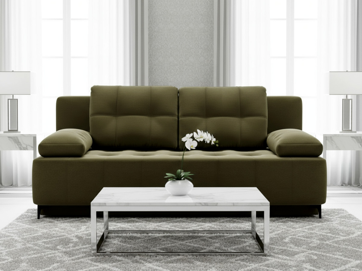 mala-sofa-rozkladana-202-kanaoa-z-funkcja-spania-pojemnikiem-wygodna-na-bonellu-kompaktowa-mlodziezowa-VIKKA Kanapa Rozkładana 202 CM 3-Osobowa Sofa Młodzieżowa Bez Boków Wolnostojąca Na Sprężynach Bonellowych + Wybór Kolorów - VIKKA