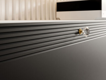 Nowoczesne Meble Do Salonu Modern Style Białe Czarne Frezowane Fronty MDF Lakierowane Solidne Praktyczne