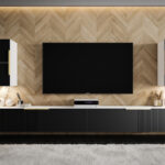 Nowoczesna Meblościanka 300 CM - Szafki Modułowe RTV - Zestaw Mebli Salonowych + Fronty Frezowane Lakierowane MDF 18 MM + Wybór Wzorów LUKKA