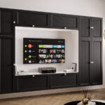 Duży Zestaw RTV Meblościanka Z Szafą 255X170X35 CM - Opcja Własnej Konfiguracji - Fronty Frezowane MDF 18 MM PRAGA