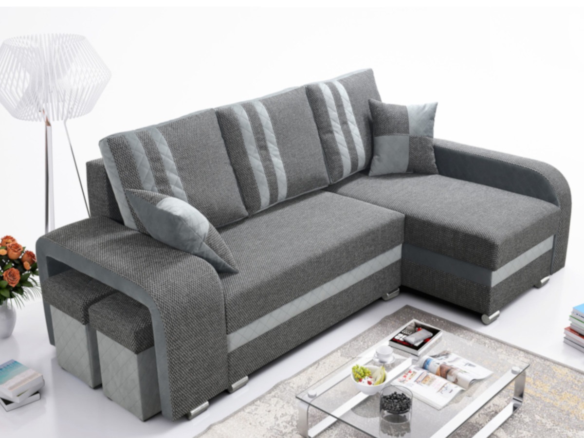 naroznik-tapicerowany-rozkladany-do-salonu-z-funkcja-spania-pojemnikiem-wygodne-meble-MODENA-13 Narożnik Z Pufami Zestaw Do Salonu + Funkcja Spania + 2 Pojemniki na Pościel + Solidne Podłokietniki + Sprężyna Bonell Pianka - MODENA