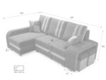 Narożnik Z Pufami Zestaw Do Salonu + Funkcja Spania + 2 Pojemniki na Pościel + Solidne Podłokietniki + Sprężyna Bonell Pianka - MODENA