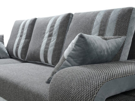 Narożnik Z Pufami Zestaw Do Salonu + Funkcja Spania + 2 Pojemniki na Pościel + Solidne Podłokietniki + Sprężyna Bonell Pianka - MODENA