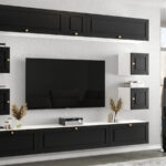 Meblościanka RTV Modułowa Nowoczesne Meble Szafki Wiszące Do Salonu 265X190X35 CM + Fronty Frezowane Malowane MDF 18 MM + Wybór Wzorów PORTO