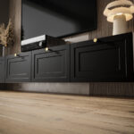 Zestaw RTV 220 CM - Nowoczesna Meblościanka - Szafki Modułowe Wiszące + Fronty Frezowane Lakierowane MDF 18 MM + Wybór Wzorów MADRYT