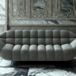 Nowoczesna Sofa 3-Osobowa 222 CM + Designerska Pikowana Kanapa Do Salonu + Wysokie Metalowe Nóżki - CLOUD