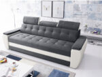 Nowoczesna Sofa Rozkładana 3 Osobowa 230 CM + Regulowane Zagłówki + Sprężyna Falista Pianka Wysokoelastyczna - ADRIA