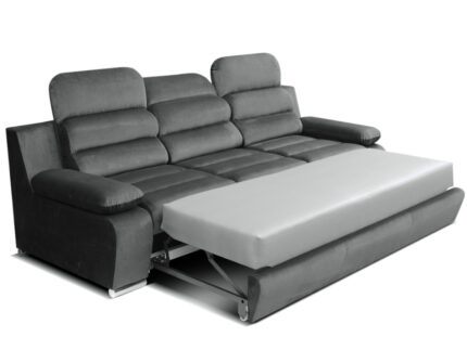 Wygodna Sofa 3 Osobowa 238 CM Rozkładana Kanapa + Regulowane Zagłówki Oraz Podłokietniki + Sprężyna Falista Pianka Wysokoelastyczna - ALBA