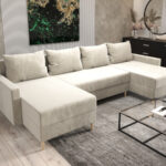 Duży Narożnik Rozkładany W Kształcie U 290x144 CM + Pojemnik Na Pościel + Sprężyna Bonell Pianka T30 + Wybór Kolorów - HAMPTON