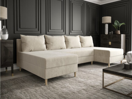 Narożnik Kształt U Rozkładany Do Salonu 270x146 CM + Funkcja Spania Pojemnik + Sprężyna Bonell Pianka T30 + Wybór Kolorów - MESA