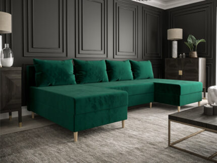 Narożnik Kształt U Rozkładany Do Salonu 270x146 CM + Funkcja Spania Pojemnik + Sprężyna Bonell Pianka T30 + Wybór Kolorów - MESA