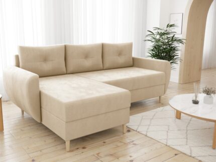 Narożnik Z Funkcją Spania 242x145 CM + Pojemnik Na Pościel + Sprężyna Bonell Pianka T30 + Wybór Kolorów - DAYTON