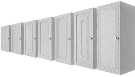 Białe Szafki Modułowe KONFIGURATOR ONLINE - Segmenty - Stwórz Własny Zestaw Mebli - Frezowane Lakierowane Fronty MDF + Wzory Do Wyboru