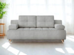 Mała Rozkładana Kanapa 197 CM - Wygodna Sofa Do Salonu + Pikowane Siedzisko + Pojemnik Na Pościel - NOVA