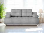 Mała Rozkładana Kanapa 197 CM - Wygodna Sofa Do Salonu + Pikowane Siedzisko + Pojemnik Na Pościel - NOVA