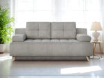 Mała Rozkładana Kanapa 197 CM - Wygodna Sofa Do Salonu + Pikowane Siedzisko + Pojemnik Na Pościel - NOVA