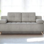 Mała Rozkładana Kanapa 197 CM - Wygodna Sofa Do Salonu + Pikowane Siedzisko + Pojemnik Na Pościel - NOVA