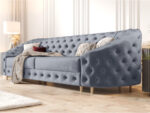 Pikowana Sofa Rozkładana 3 Osobowa 290 CM - Elegancka Kanapa W Stylu Glamour + Pianka HR45 + Sprężyny Bonell - VENUS