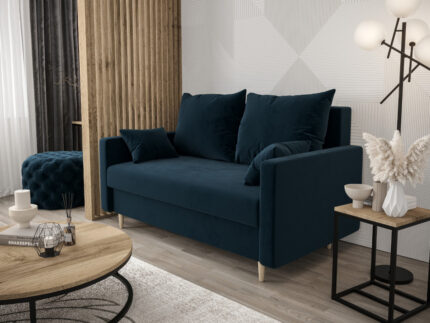 Dwuosobowa Sofa 155 CM Mała Kanapa Rozkładana Z Pojemnikiem + Wysokie Nóżki + Wybór Kolorów DALLAS