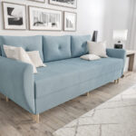 Sofa Rozkładana 3 Osobowa 242x90 CM Kanapa Z Funkcją Spania Pojemnikiem + Wysokie Nóżki + Wybór Kolorów PRESTON