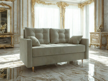 Dwuosobowa Kanapa 155 CM Mała Sofa Rozkładana Z Pojemnikiem + Sprężyny Bonell Pianka T30 + Wybór Kolorów TEMPE