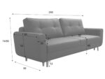 Klasyczna Kanapa Z Funkcją Spania 3 Osobowa Rozkładana Sofa 240 CM + Sprężyna Bonell Pianka Wysokoelastyczna - BIELLA