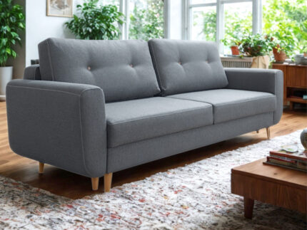 Klasyczna Kanapa Z Funkcją Spania 3 Osobowa Rozkładana Sofa 240 CM + Sprężyna Bonell Pianka Wysokoelastyczna - BIELLA