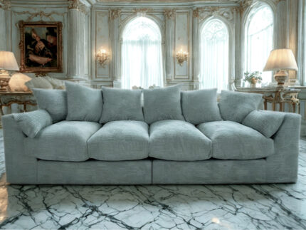 Wygodna Sofa 4-Osobowa 250 CM + Miękkie Poduszki Siedzisko Oparcie + Eleganckie Meble Wypoczynkowe Do Dużego Salonu - ROMA