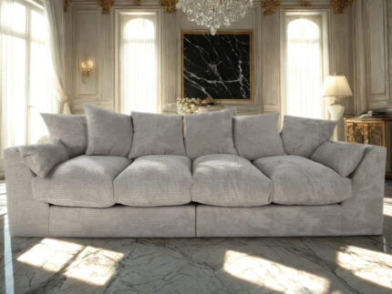 Wygodna Sofa 4-Osobowa 250 CM + Miękkie Poduszki Siedzisko Oparcie + Eleganckie Meble Wypoczynkowe Do Dużego Salonu - ROMA