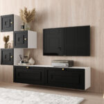 Meblościanka MDF Zestaw Szafek RTV 185X140X35 CM - Opcja Własnej Konfiguracji - Fronty Frezowane 18 MM DAKOTA